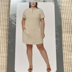 Quarter zip knit dress with pockets, legendary outfitters XL Woman, plus cream